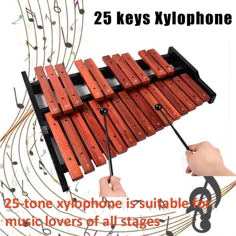 ENNBOM 25 Key Wooden Glockenspiel Portable Xylophone Professional Percussion Instrument with Mallets and Carrying Bag - Image 2